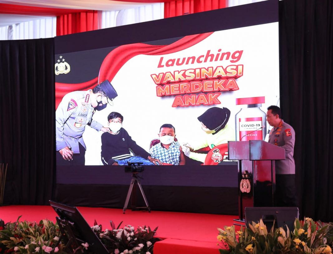 Kapolri Hadiri Launching Vaksin Merdeka Anak Yang Serentak Digelar di 30 Provinsi